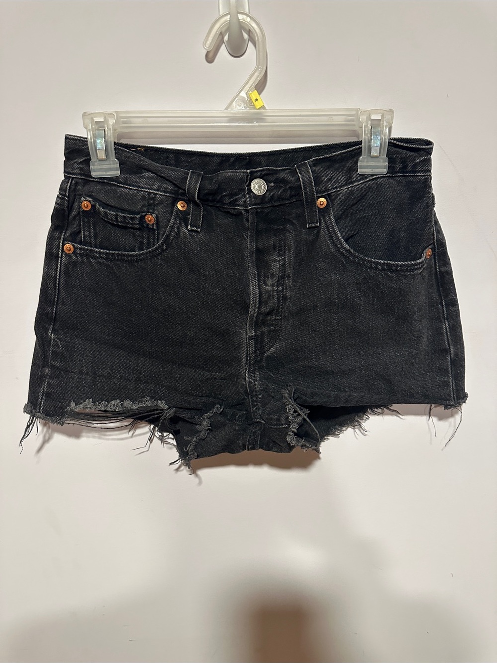 Levi's Black Frayed Hem Denim Cutoff Shorts